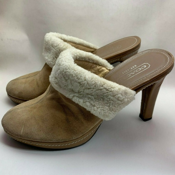Coach Heel Slippers 3418 Kacie Womans Size 8.5 Tan - Picture 3 of 7